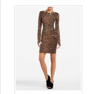 BCBG leopard body con dress with back zipper  XS